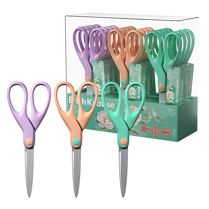 Ножницы Unity Pastel Bloom, 16 см, ассорти  (в дисплее по 12 шт.)