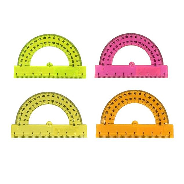 Транспортир прозрачный цветной микс 10см. 