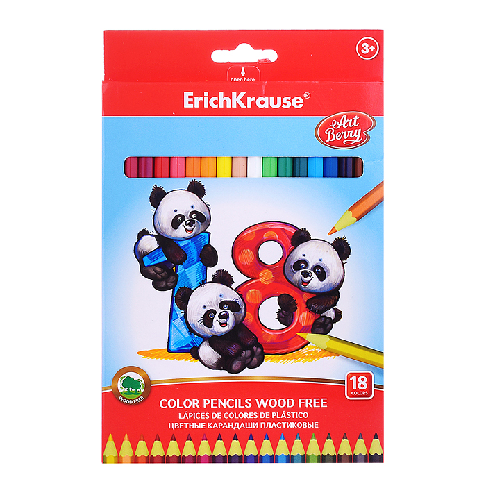 Карандаши цветные 18 цв пластиковые шестигранные ArtBerry® 
