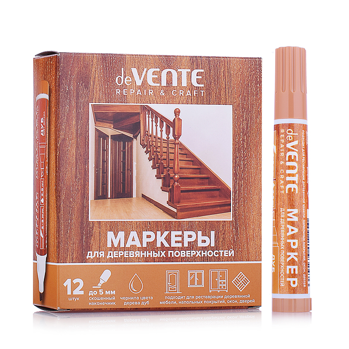 Маркер для деревянных поверхностей "Repair" круглый корпус, скошенный наконечник, ширина ли