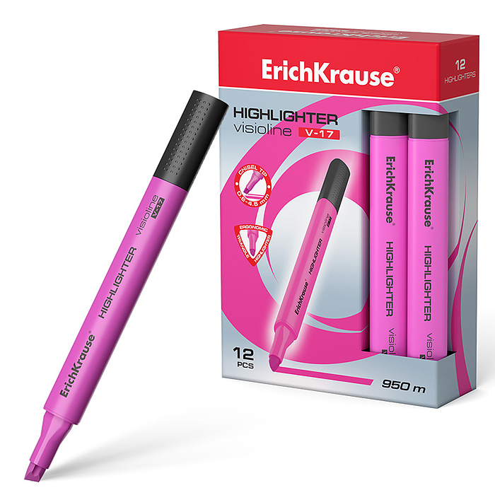 Текстмаркер Visioline V-17 Neon, цвет чернил розовый 