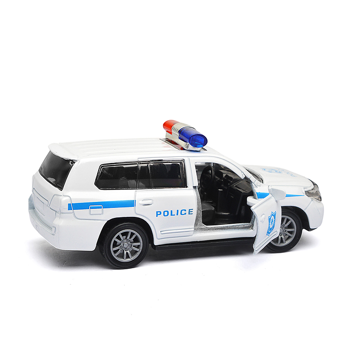 Белая инерционная служебная машинка Кроссовер die-cast,1:32, открывающиеся двери 