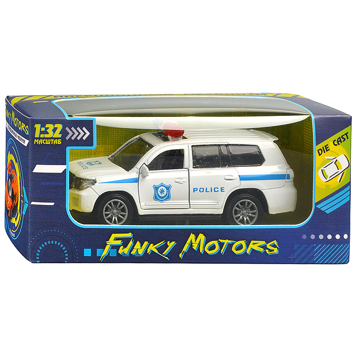 Белая инерционная служебная машинка Кроссовер die-cast,1:32, открывающиеся двери 