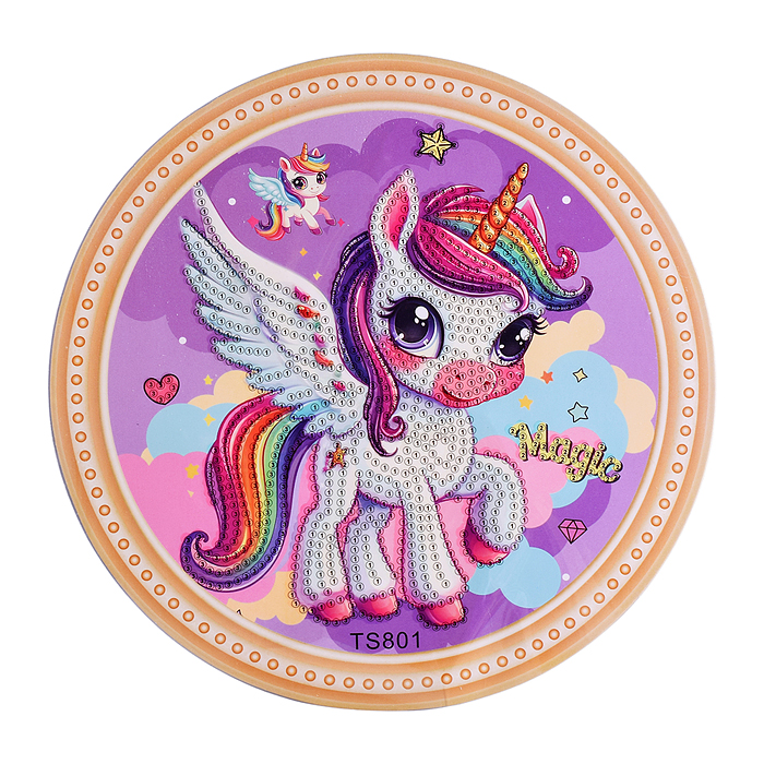 Мозаика алмазная 00-7604 "Красивый единорог" 20см