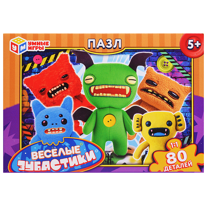 Пазлы 80 "Весёлые зубастики"