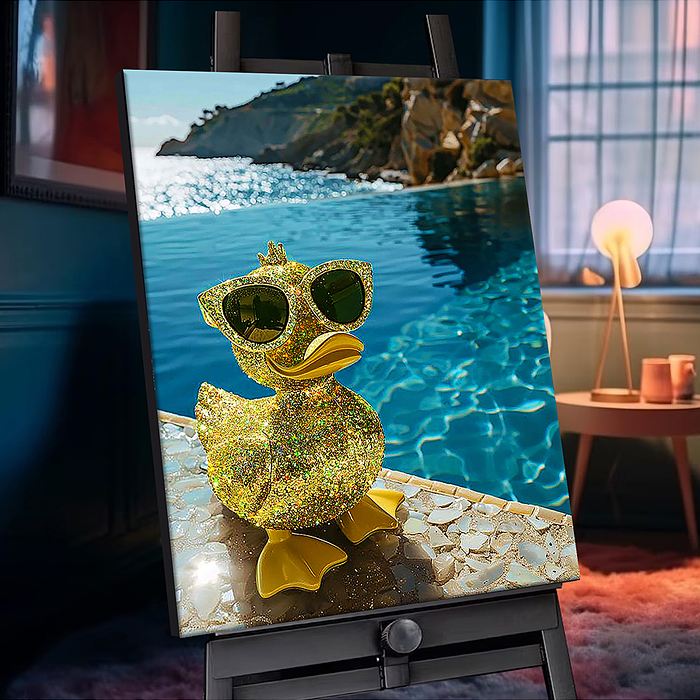 Картина по номерам 40х50 "Золотой утёнок" с кристаллами из хрусталя (24 цвета)