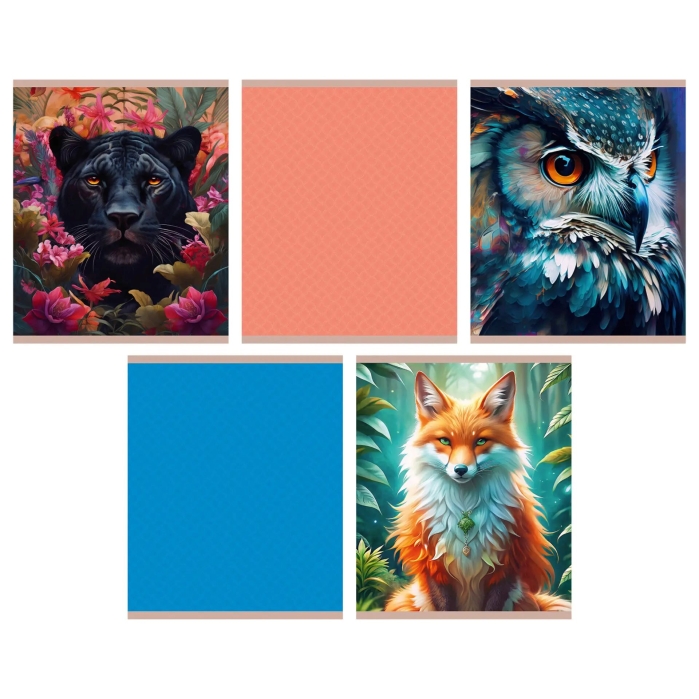 Тетрадь 80л. клетка "Микс" скрепка. А5 обл.: мел. картон. Бум. оф.60 г/м2. поля. 