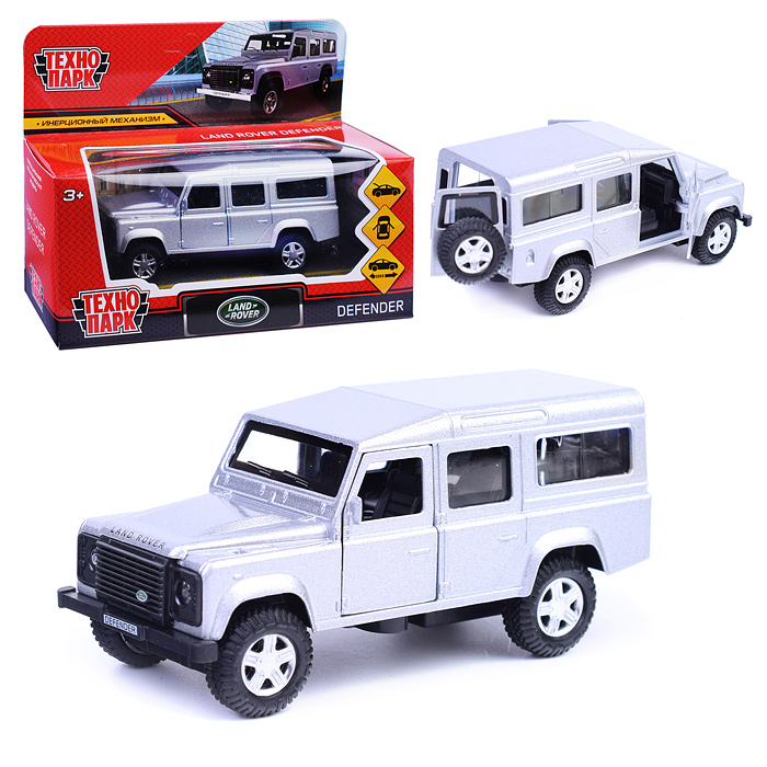 Машина металл Land Rover Defender 12 см, (двер, баг, серебристый) инерц, в коробке Машина металл Land Rover Defender 12 см, (двер, баг, серебристый) инерц, в коробке