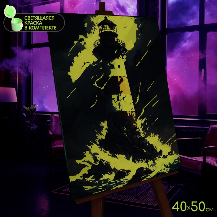 Фото к товару Картина по номерам 40х50 "Морской маяк" со светящейся краской (22 цвета) Картина по номерам 40х50 "Морской маяк" со светящейся краской (22 цвета)