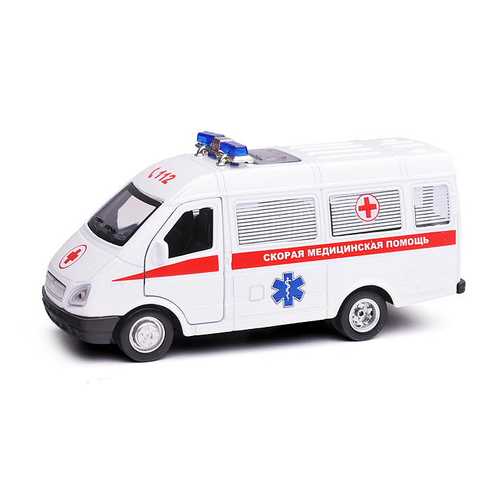 Фото к товару Машина металл ГАЗ -3221 "Газель" Скорая 12,2 см, (двери) инерц, в коробке Машина металл ГАЗ -3221 "Газель" Скорая 12,2 см, (двери) инерц, в коробке