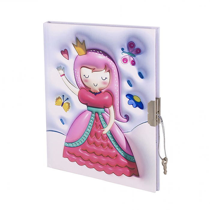 Подарочный блокнот в футляре, 20,5 см * 22,5 см, эффект 3D, ручка, клетка, 50 л., "Принцесса", голуб