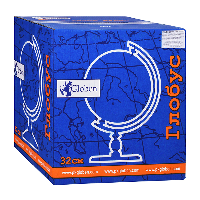 Глобус Земли физико-политический 320мм с подсветкой Рельефный Классик Евро