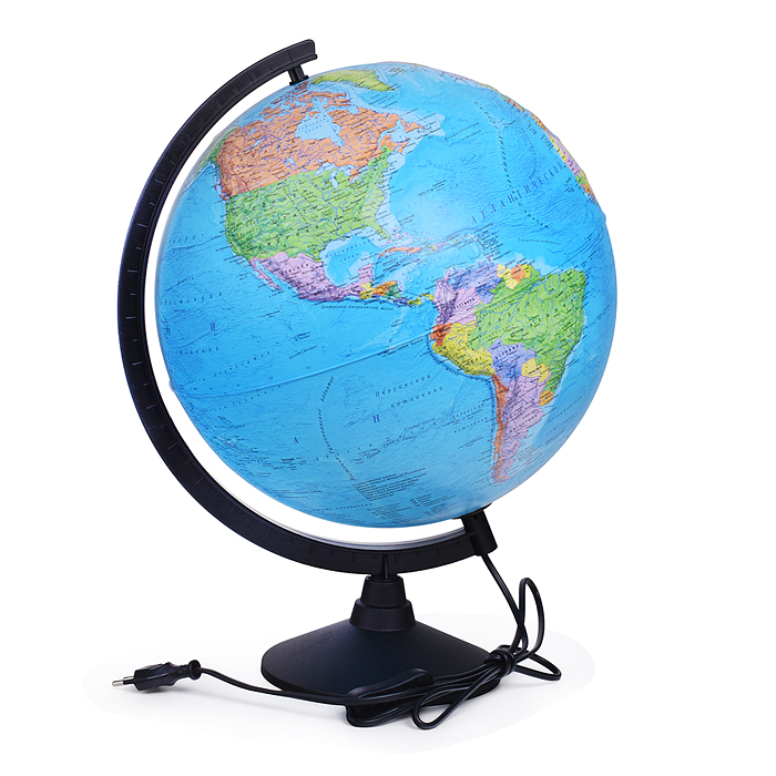 Глобус Земли политический 320 мм с подсветкой Рельефный Классик