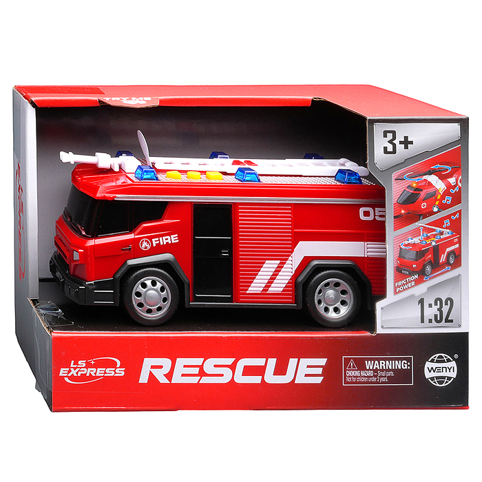 Машина WY1134A "Пожарная служба" 1:32 (свет. Звук) в коробке