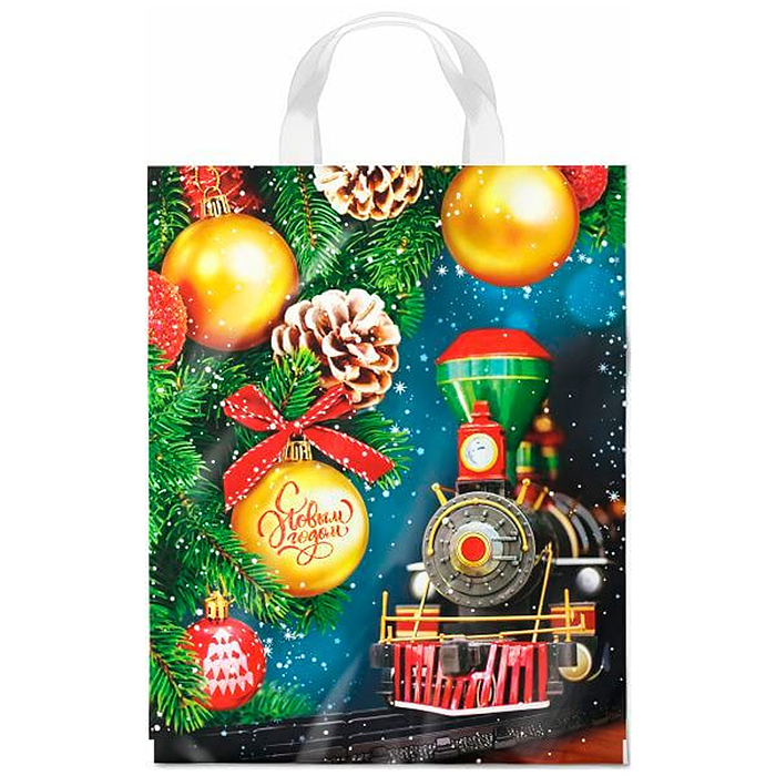 Пакет ПЭ с петлевой ручкой 28х35см (55) "Вокзал желаний" НГ 