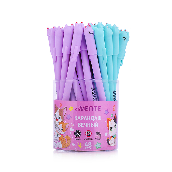 Карандаш вечный "Kitty" пластиковый корпус, колпачок в форме кошечки, диаметр грифеля 2 мм,