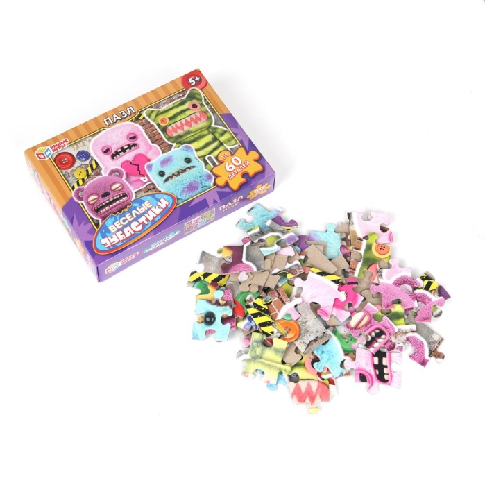 Пазлы 60 "Веселые зубастики" 190х141х35 мм