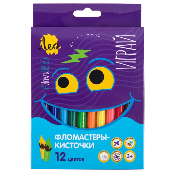 Фломастеры-кисточки смываемые 12 цв "Играй" 