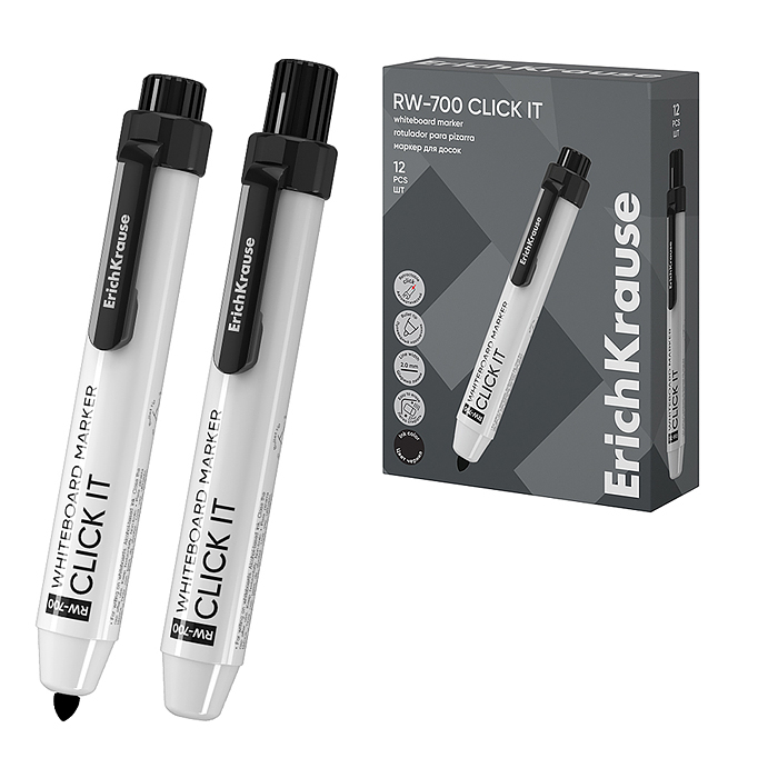 Маркер для досок автоматический RW-700 Click it, цвет чернил черный (в коробке по 12 шт.
