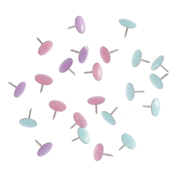 Кнопки канцелярские "Pastel" диаметр 10 мм, цветные 50 шт в пластиковой коробке