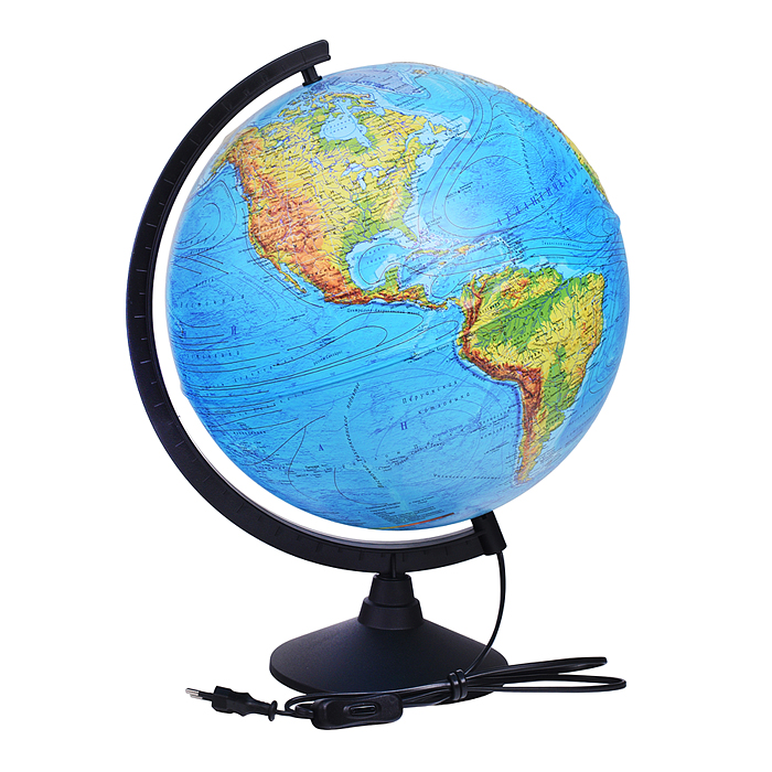 Глобус Земли физический 320мм с подсветкой Рельефный Классик