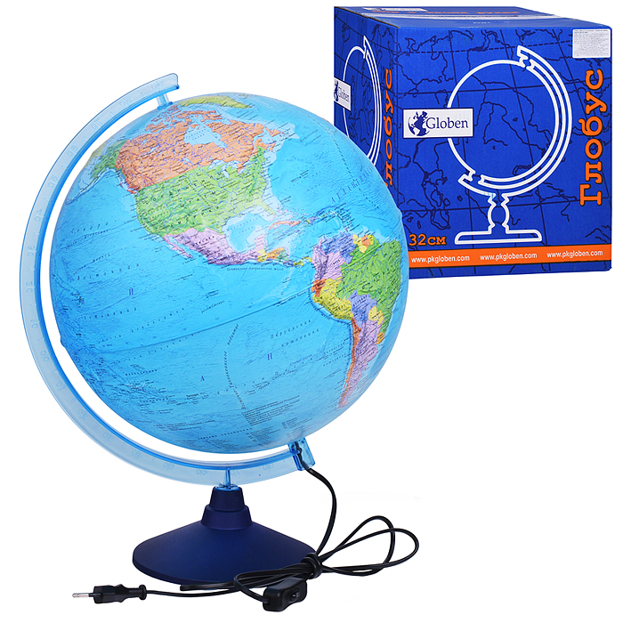 Глобус Земли политический 320 мм с подсветкой Рельефный Классик Евро