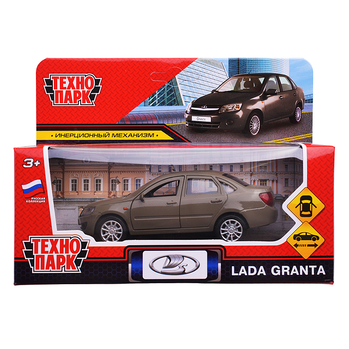 Машина металл LADA Granta 11,5 см, (двери, коричневый) инерц, 