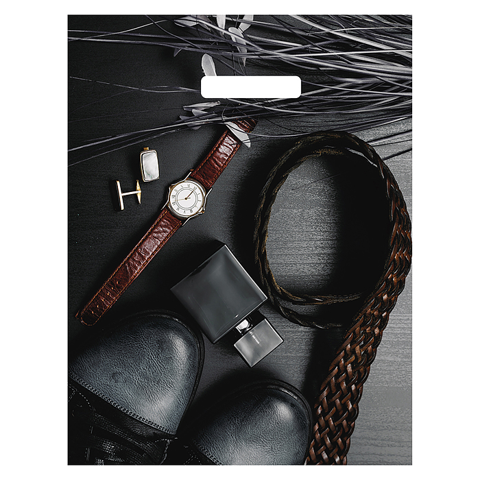 Пакет с вырубной ручкой 31х40см (Подарок для него) Глянцевый 