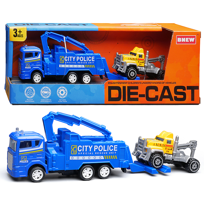 Машина BX-193 "Эвакуатор полицейский" металл, в коробке