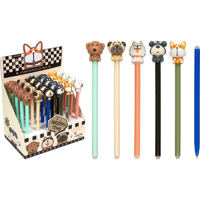 Ручка гелевая стираемая подарочная "Combination of Dogs" с декоративным элементом, d=0,5 мм