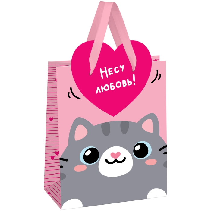 Пакет подарочный 18х23х10см "Give love" фольга, матовая ламинация 