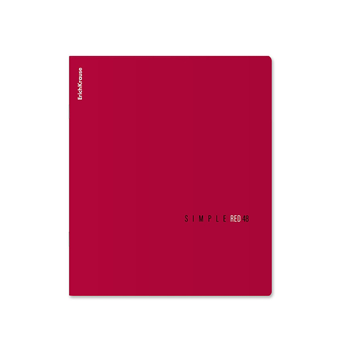 Тетрадь 48л. клетка "Simple Color" красный ламинация soft-touch+выборочный УФ-лак