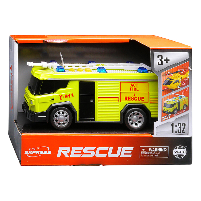 Машина WY1134B "Пожарная" 1:32 (свет, звук) в коробке