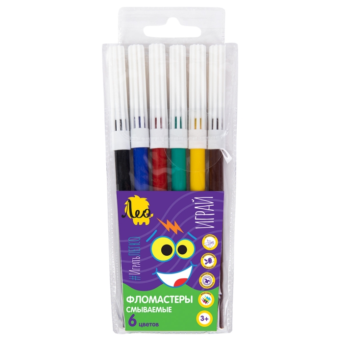 Фломастеры смываемые 6 цв "Играй" 