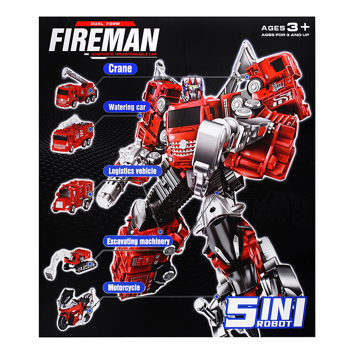 Робот 788-92Y 5 в 1 трансформирующийся в пожарную машину, в коробке