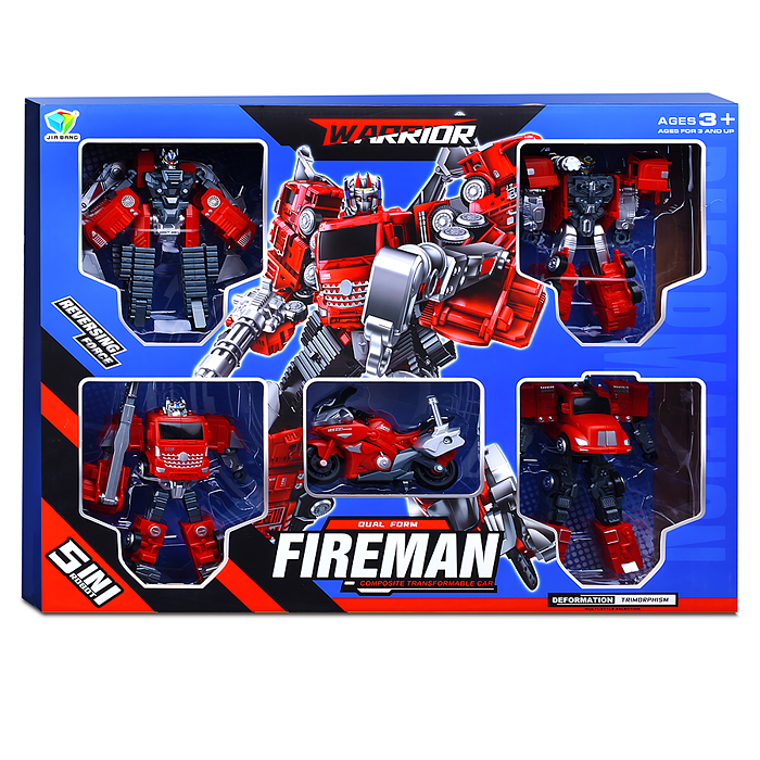 Робот 788-92Y 5 в 1 трансформирующийся в пожарную машину, в коробке