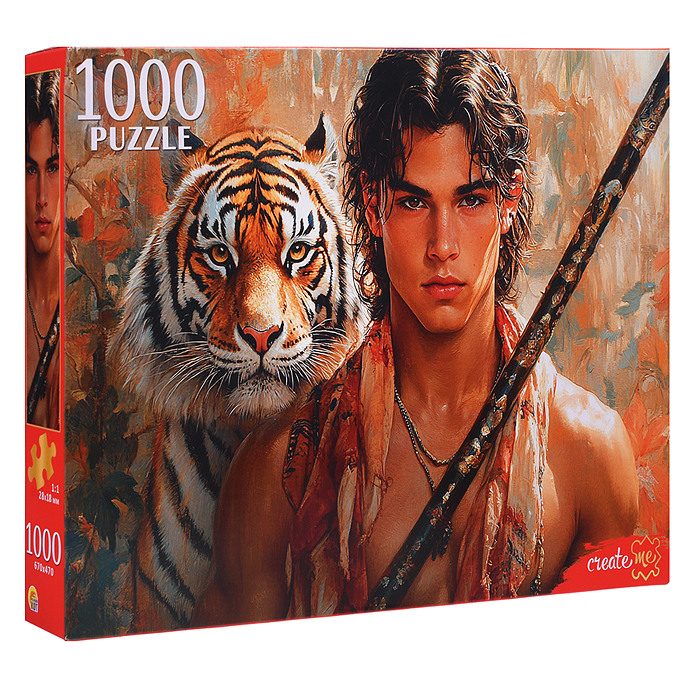 Пазлы 1000 "Юноша и тигр"