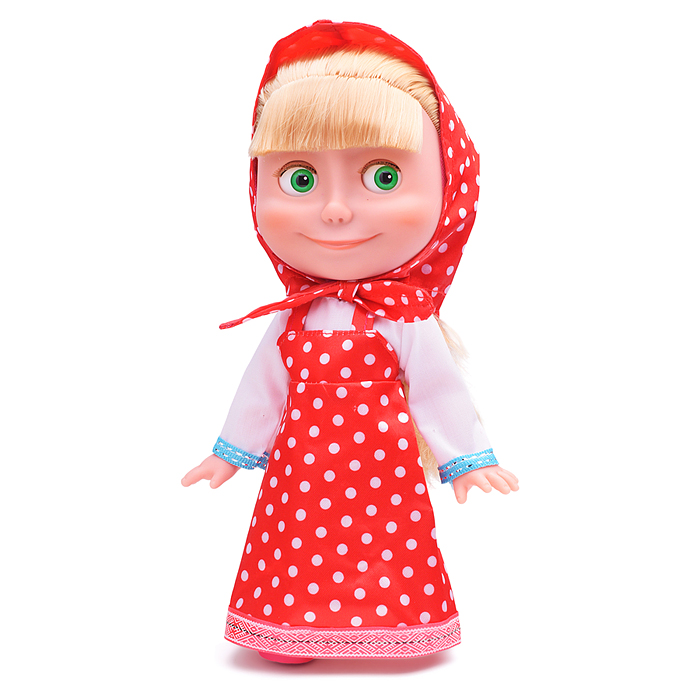 Кукла Маша и Медведь маша 25см, озвуч, платье в горошек, кор