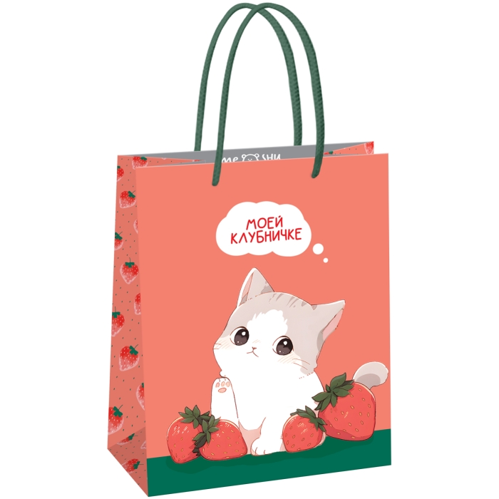 Пакет подарочный 18х23х10см "Strawberry" матовая ламинация 