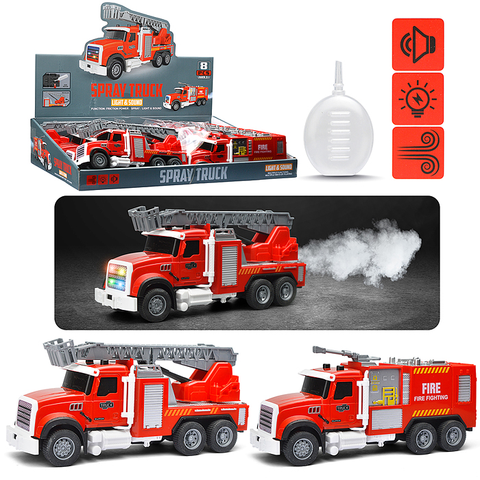 Машина YM-9921F "Пожарная машина" (свет, звук, спрей) в коробке