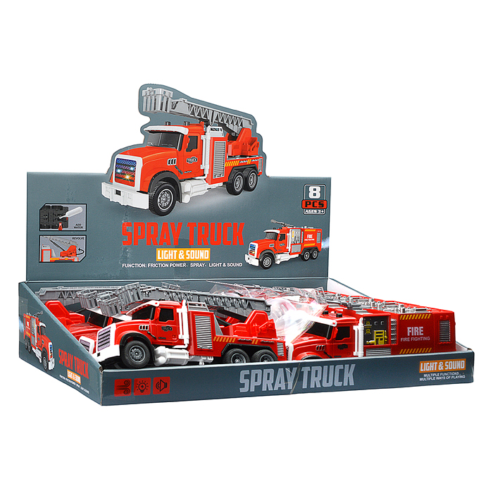 Машина YM-9921F "Пожарная машина" (свет, звук, спрей) в коробке