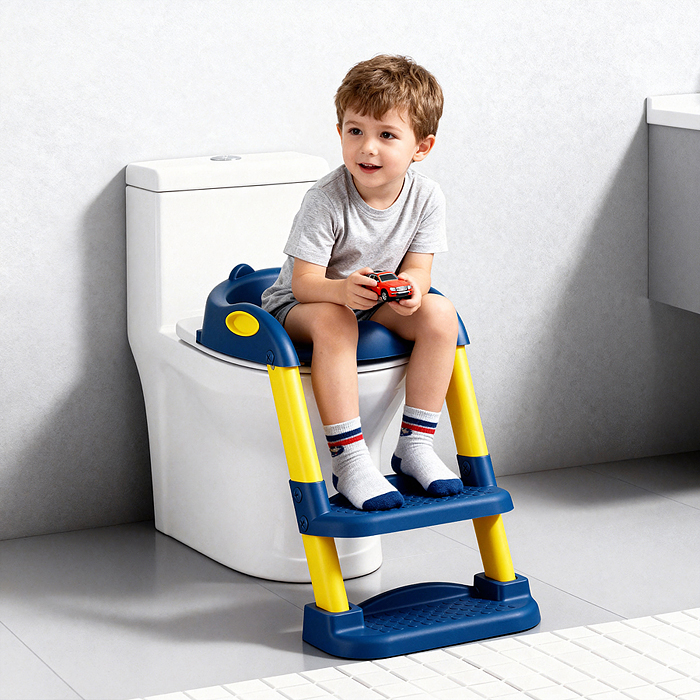 Детская накладка на унитаз со ступенькой (синий)