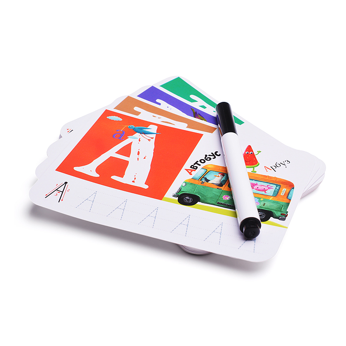 IQ Многоразовые карточки с маркером. 5+ Первая Азбука