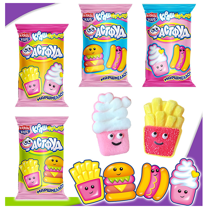 Маршмеллоу "Крашмеллоу Фастфуд" 9г*40шт