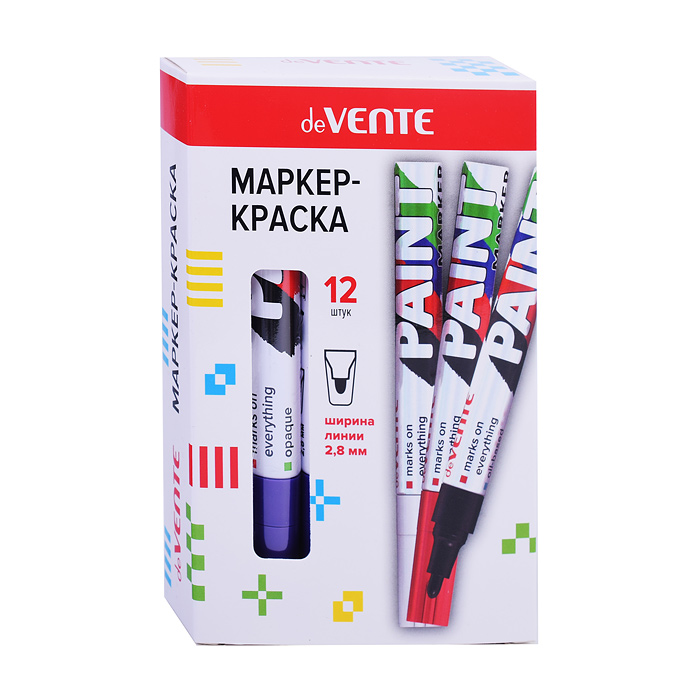 Маркер-краска фиолетовая, круглый алюминиевый корпус, с клипом, нитро-основа, пулевидный наконечник