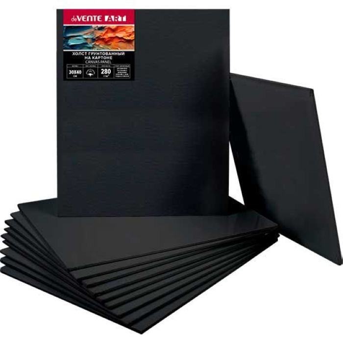 Холст на картоне 30x40 см грунтованный "ART" 100% хлопок 280 г/м², мелкое зерно, цвет черны