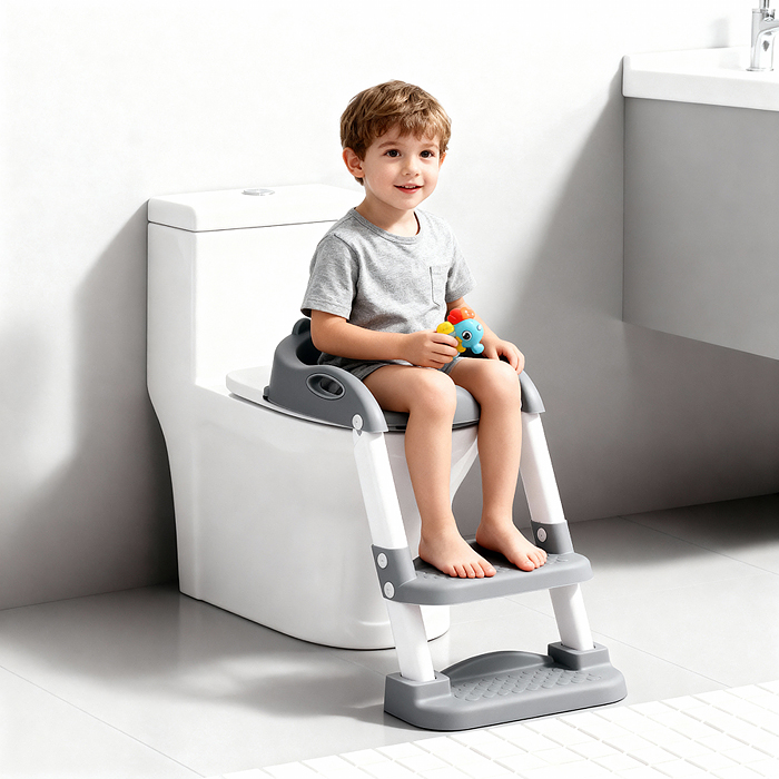 Детская накладка на унитаз со ступенькой (серый)