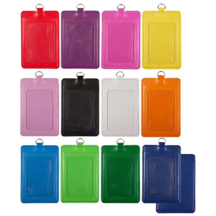 Бейдж школьный "Classic" 110x70 мм, вертикальный, два отделения, искусственная кожа