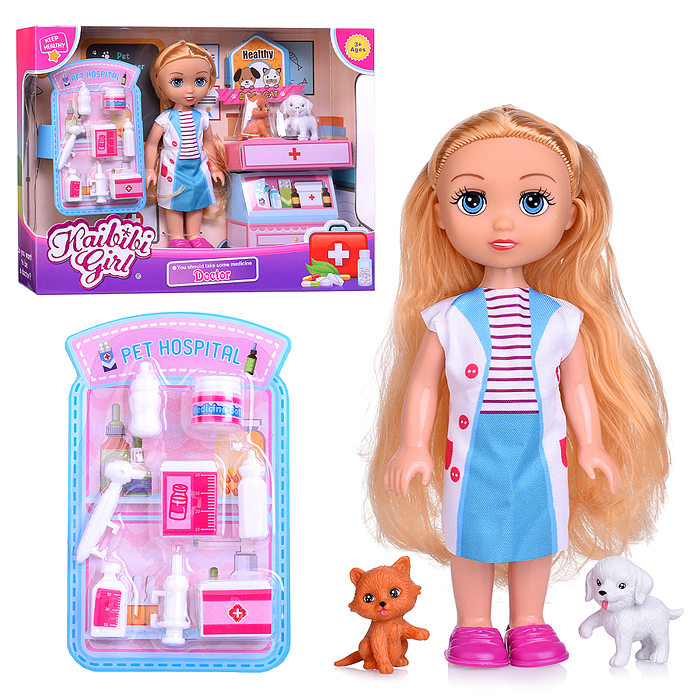 Кукла BLD378-1 "Ветеринар" с аксессуарами, в коробке