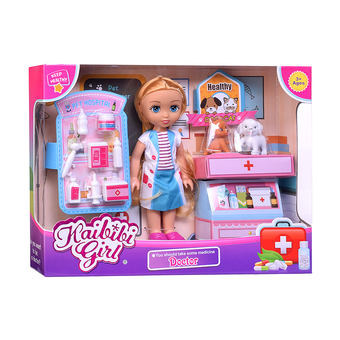 Кукла BLD378-1 "Ветеринар" с аксессуарами, в коробке